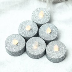 12 pcs 1.5″ tall LED Tealight Glittered Candles Lights Wedding Home Centerpieces