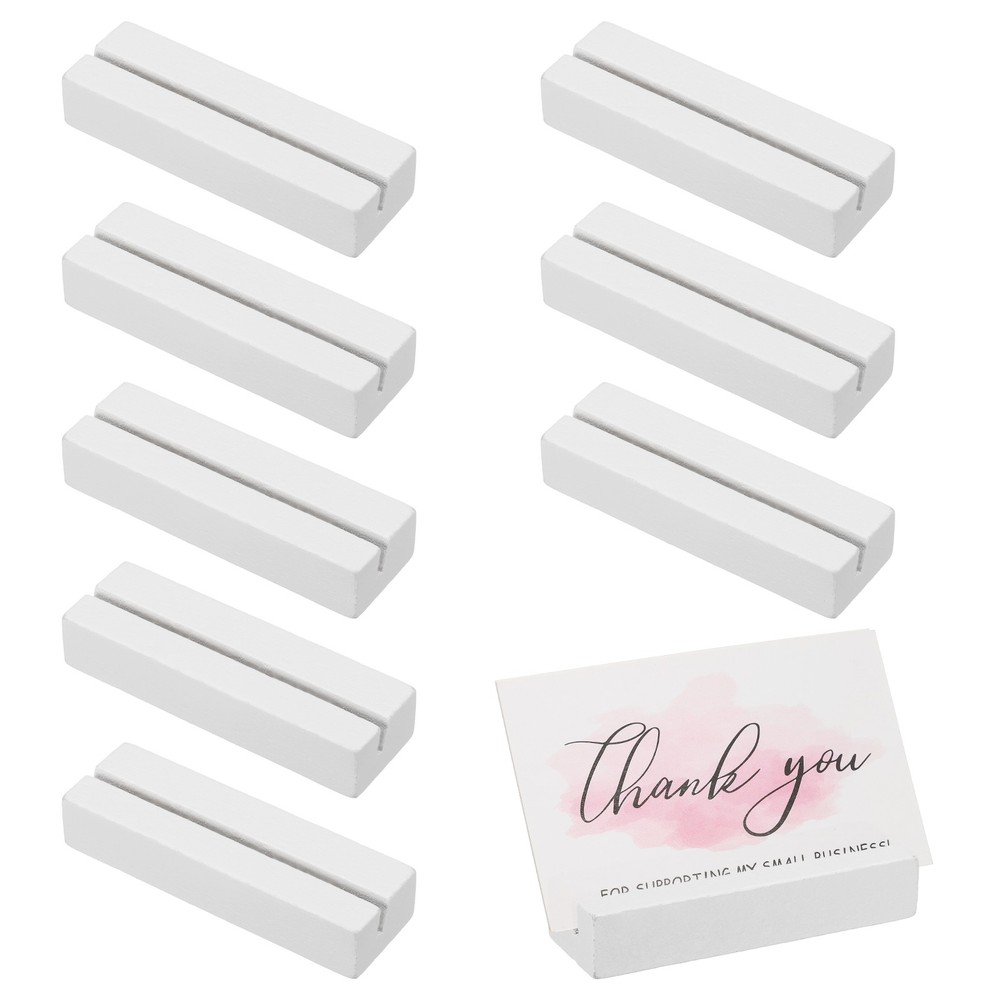 8Pcs, Wood Place Card Holders for Food Signs White