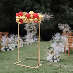 Wood Wedding Arch Polygonal Ceremony Arch Backdrop Flower Stand 7/7.2/7.6/8.2FT
