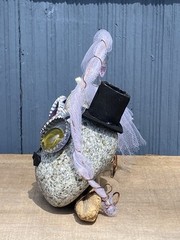 Unique Handmade Bride and Groom Rocks Wedding Decor Centerpiece Bottle Cap Eyes
