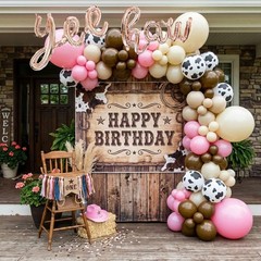 Cowgirl Balloon Arch Kit, Brown Pink Ivory White Cow Print Balloons with «Yee…