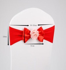 10 PCS Rose Flower Bow Decor Sashes Wedding Party Stretch Spandex Chair Cover