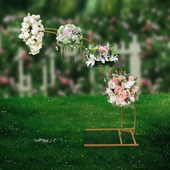 6.5ft Gold Metal Crescent Moon Wedding Arch Stand, Curved Flower Balloon Frame