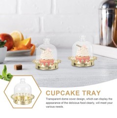 8pcs Fillable Clear Favor Boxes With Dome Lids Golden Crown Base Plastic Dome