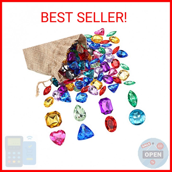 100 Pieces Toy Gems Pirate Treasure Jewels Fake Acrylic Gems Multicolor Bling Di