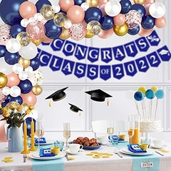 68 Pack Confetti Latex Balloons, 12 inch Birthday Balloons Navy Blue Rose Gold