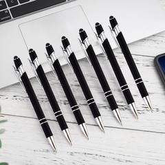 PASISIBICK 12-Piece Black Ballpoint Pen with Stylus Tip, 2 in 1 Stylish Metal…