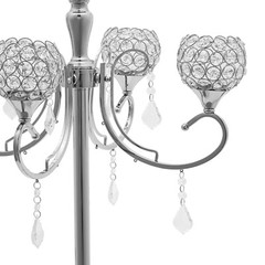5 Arms Crystal Candelabra Freestanding Candle Holder Centerpiece Silver