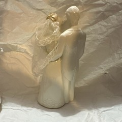 White Porcelain Bride & Groom Wedding Cake Topper Figurine Romantic Couple