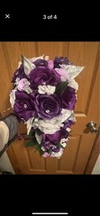 Purple And White Wedding Bridal Cascade Bouquet