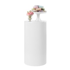 3Pcs Cylinder Pedestal Stands Metal Fluted Dessert Display Pillars for Wedding