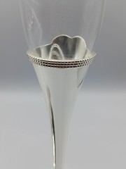 Vera Wang Wedgwood Infinity Toasting Champaigne Flutes Silver & Glass Set of 2