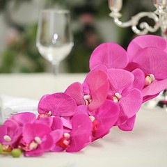 2 FUCHSIA 40″ tall Faux Silk Orchid Flowers Sprays Stems Wedding Decorations