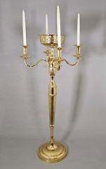 Candelabra Brass 5-light + Bowl for Taper candle or Peg Votives 16″Wide 37″Tall