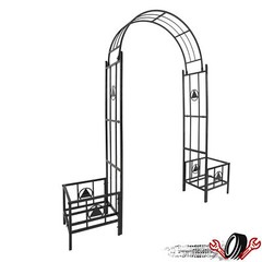 Ceremony 7.5FT Rustproof Steel Garden Arch W/Planters Trellis For Climbing Plant