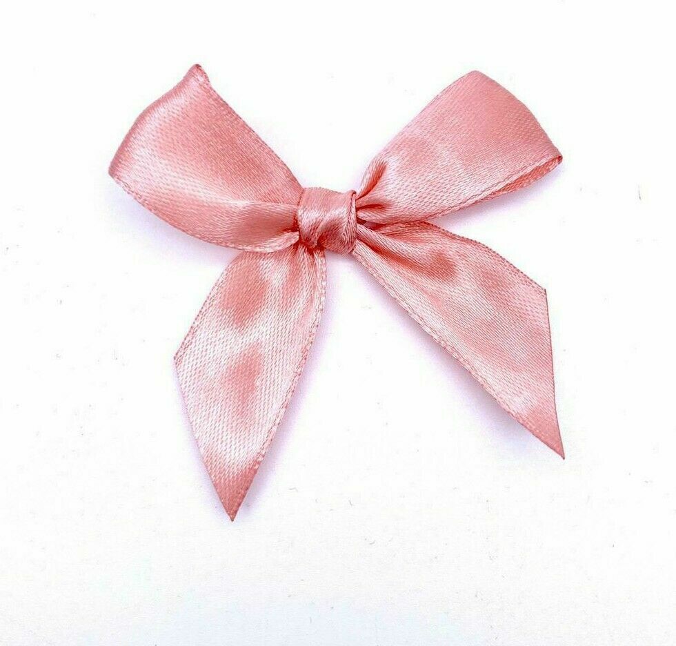 6cm Pre-Tied Satin Bows 20mm Ribbon Pink & Rose Gold Gift Car Wedding Decoration
