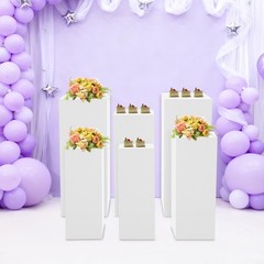 White 6 Pack Metal Display Pedestal Cuboid Retail Display Risers Stands 3 Sizes