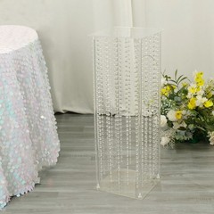 32″ CLEAR Acrylic Centerpiece STAND Hanging Crystal Beads Party Home Decorations