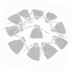 50Pcs Reusable Organza Drawstring Bags White for Wedding Gift and Jewellery Use