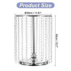 Metal Cake Stand with Crystal Pendants for Wedding Birthday Silver 12 x 15Inch