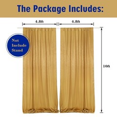 9.6 Feet x 10 Feet Deep Gold Silky Soft Curtain Wedding Backdrop Drapes, Slig…