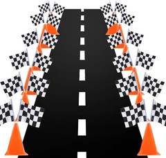 7inch Orange Racing Traffic Cones With Holes on Top,Checkered Flags,Racetrack