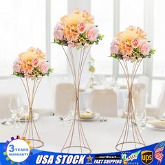 3 pcs Gold Wedding Table Hourglass-shaped Flower Stand For Anniversary Ceremony