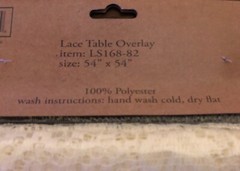 New in Original Packaging Floral Lace Table Overlay Ivory 54″ x 54″ Item LS16882