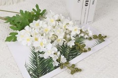 White Flowers Artificial Delphinium Combo Green Eucalyptus Stems White&green