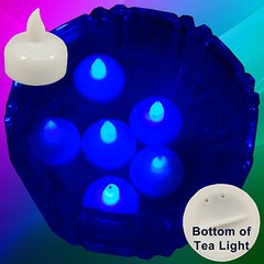 NEW 12 Blue Led Floating Candle Floral Tea Light for Wedding Centerpiece Decor