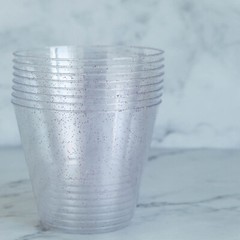 12 pcs 9 oz Plastic Blush Glittered Clear Wine Cocktail GLASSES Tableware Party