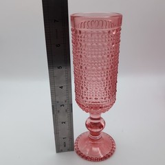 4 Pcs VTG Champagne Flutes, 5 oz Pink Goblet Champagne Glasses, Hobnail Drin..