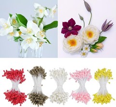 150-Pack Artificial Flower Stamen Kit, 3mm Mini Double Heads Flower Stamens P…