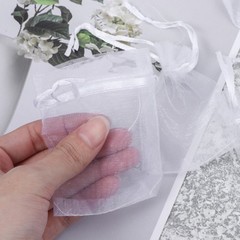 100Pcs Durable White Organza Gift Bags Drawstring Jewelry Pouches for Party Use