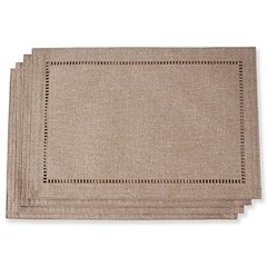 Set of 4 Decorative Linen Placemats 12 4 pieces 12 x 18” Light Coffee/Straight
