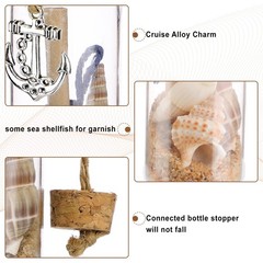 Qunclay 6 Pcs Coastal Beach Ornaments Nautical Glass Message Bottle Clear