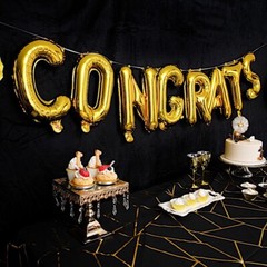 Gold 13″ Congrats Mylar Foil Balloon BANNER Party Events Decorations Supplies