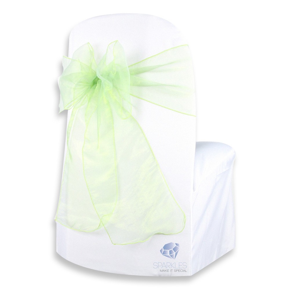 150 pcs Organza Chair Cover Bow Sash 108″x8″ – Sage Green – Wedding Party vs