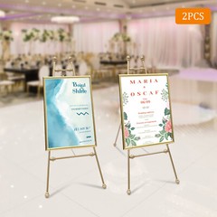 2pcs Golden Wedding Easel Stand Art Exhibition Show Gold Frame Display Stand