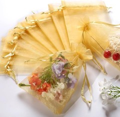 200× Golden Drawstring Organza Pouches 4″x6″ Wedding Jewelry Candy Gift Bags US