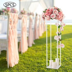 5Pc Acrylic Floor Vase Column Clear Flower Stand Geometric Centerpieces Vase 39″