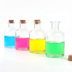 Magic Season Decorative Glass Bottles with 5 fl oz. Round / 2 Pcs