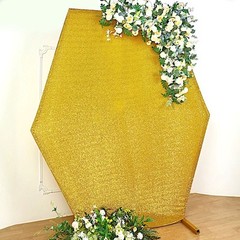 GOLD 8 ft Metallic Spandex Hexagon STAND COVER Wedding Party Decorations