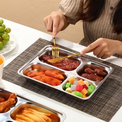 Foaincore 8 Pack 304 Stainless Steel Divided Plates Rectangular Portion Control