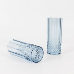 6 Dusty Blue 14 oz Crystal Plastic Drinking Glasses Party Events Tableware