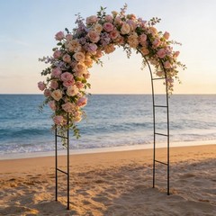 3Pcs Arched Metal Trellis Set,Sturdy Climbing Plant Stand for Garden Patio Decor