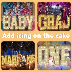 imprsv 4FT Light Up Letters, Large Letters for Birthday Party Decor, Wedding …