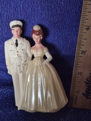 Maid of Scandinavia Vintage New Old Stock Cake Topper Groom in Uniform Navy