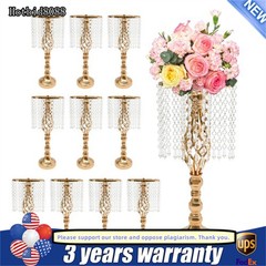 10 Pcs Wedding Crystal Flower Stand Desktop Metal Flower Vase Event Party Decor