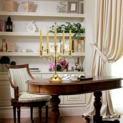 FANWNKI 5-Candle Metal Candelabra 10.2 Inch Tall Candlestick Gold-regular